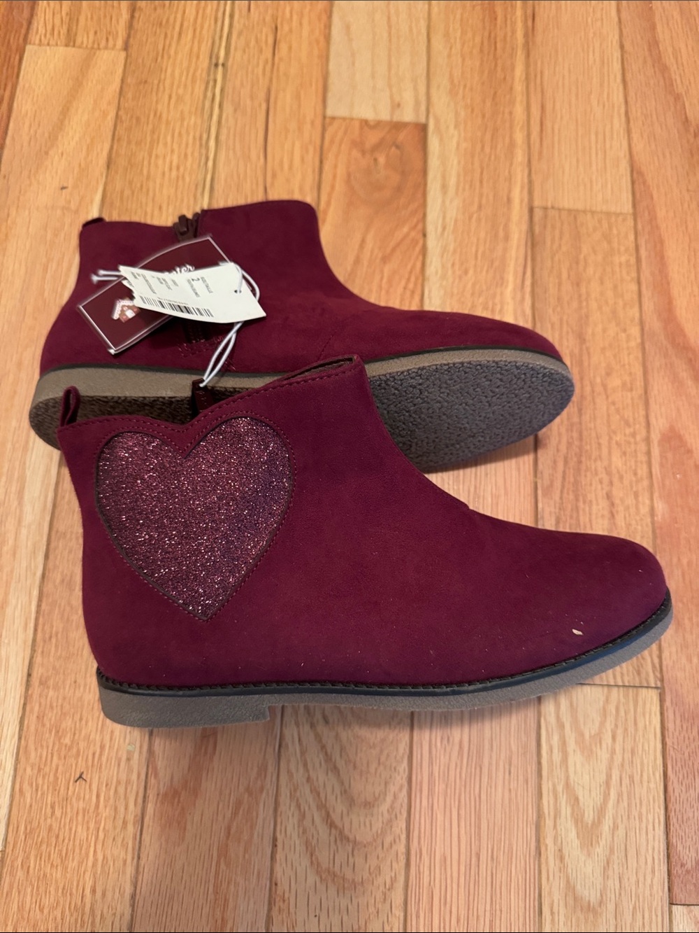 Gymboree Maroon Glitter Heart Ankle Boots